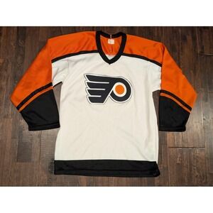 Vintage CCM 90s Philadelphia Flyers Hockey Jersey Mens S Orange Black NHL Canada